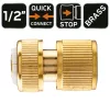Tömlő gyorscsatlakozó 1/2", vízstoppos, réz