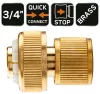 Tömlő gyorscsatlakozó 3/4", vízstoppos, réz