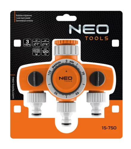 Mechanikus öntözőidőzítő óra, 3 utas, max.120perc