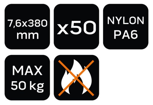 Kerti kötegelő, gyorskötöző 7.6x380mm, 50db, barna, min. rendelés: 5cs