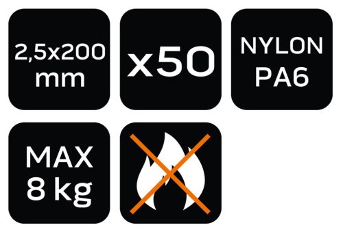 Kerti kötegelő, gyorskötöző 2.5x200mm, 50db, zöld, min. rendelés: 5cs