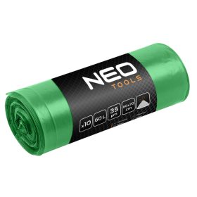   Szemeteszsák 60L, 60x70cm, zöld,erősített húzószalagos, vastagság 35mic, 10db