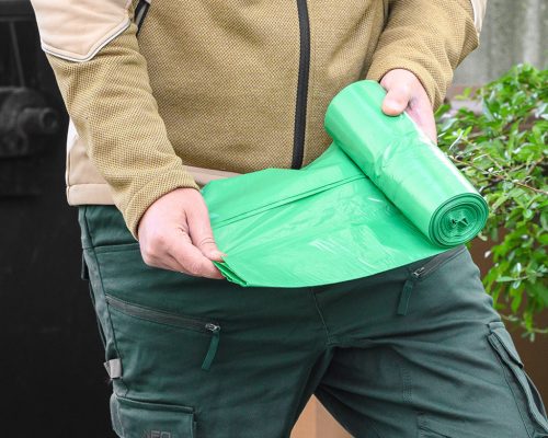 Szemeteszsák 200L, 90x120cm, zöld, erősített húzószalagos, vastagság 40mic, 10db