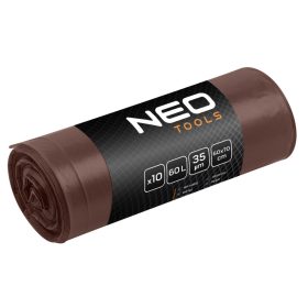   Szemeteszsák 60L, 60x70cm, barna, erősített, vastagság 35mic, 10db