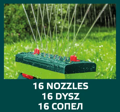 Négyszögesőztető, billenő, öntöző, 14x19m-266m2, 16 fúvóka