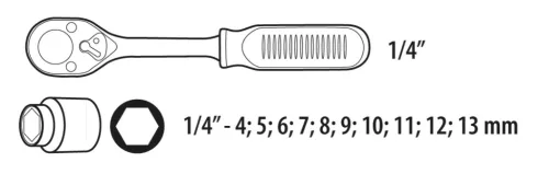 Dugókulcskészlet 1/4", 11db