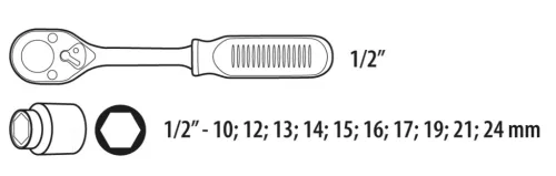 Dugókulcskészlet 1/2", 11db