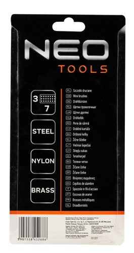 Drótkefe készlet 3db, 3x7 sor, acél, műanyag és sárgaréz szálas kefék