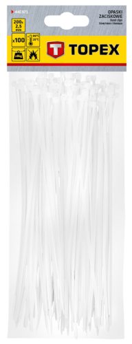 Kábelkötegelő, gyorskötöző, 2.5mmx200mm, fehér, 100db, min. rendelés: 5cs