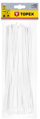 Kábelkötegelő, gyorskötöző, 3.6mmx300mm, fehér, 100db, min. rendelés: 5cs