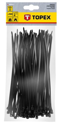 Kábelkötegelő, gyorskötöző, 3.6mmx200mm, fekete, 100db, min. rendelés: 5cs