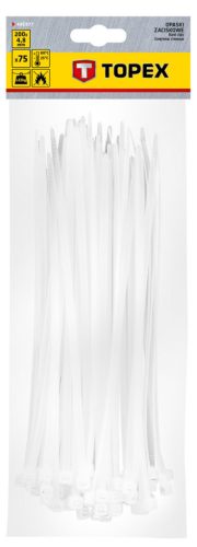 Kábelkötegelő, gyorskötöző, 4.8mmx200mm, fehér, 75db, min. rendelés: 5cs