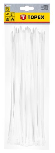 Kábelkötegelő, gyorskötöző, 4.8mmx300mm, fehér, 75db