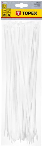 Kábelkötegelő, gyorskötöző, 4.8mmx370mm, fehér, 75db
