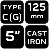 Kézi szorító, öntöttvas, 125mm, 5", 815g