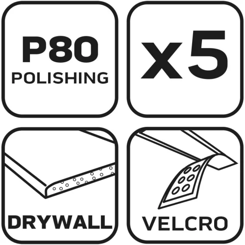 Csiszolókorong tépőzáras 225mm, K80, 6 lyukas, 59G264, 59G265 csiszológéphez, 5db