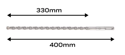 Betonfúró SDS PLUS 10x400mm, S4 type, 4 élű, vasbetonhoz