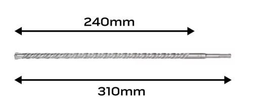 Betonfúró SDS PLUS 14x310mm, S4 type, 4 élű, vasbetonhoz