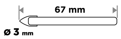 Üvegfúró, kerámia, kőzet, üveg fúráshoz, 3mm, min. rendelés: 3db