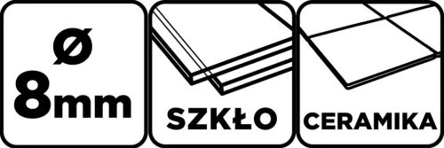 Üvegfúró, kerámia, kőzet, üveg fúráshoz, 8mm