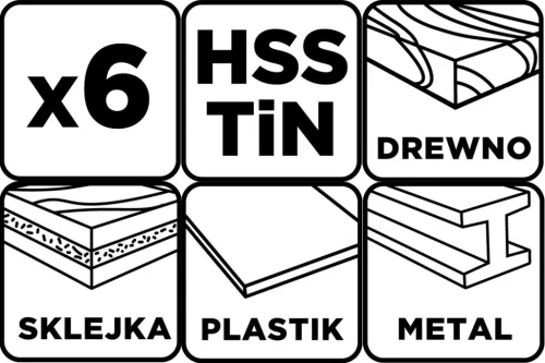 Süllyesztőfúró készlet, Titán bevonattal, 6.3-20.5mm, 6db