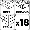 Fúrókészlet, fém, fa, kőzefúrókkal, hengeres szár, 3,4,5,6,8,10mm méretek, 18db