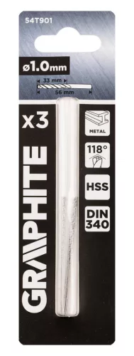Csigafúró HSS, hosszú, DIN340, 1mm, 3db, min. rendelés: 3cs