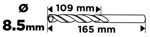 Csigafúró HSS, hosszú, DIN340, 8.5mm