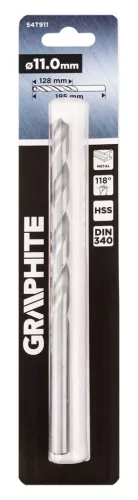 Csigafúró HSS, hosszú, DIN340, 11mm