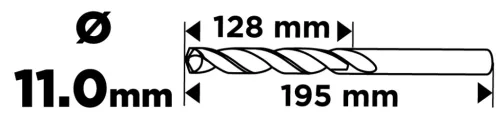 Csigafúró HSS, hosszú, DIN340, 11mm