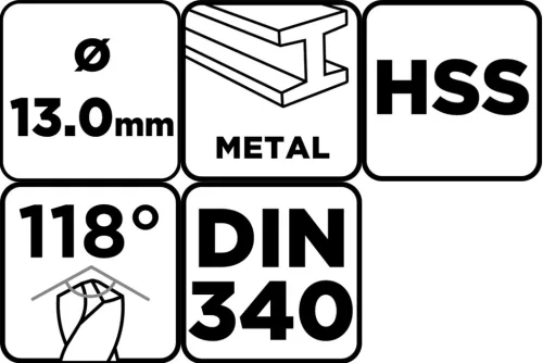 Csigafúró HSS, hosszú, DIN340, 13mm