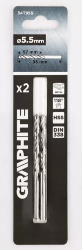 Csigafúró HSS, DIN338, 5.5mm, 2db, min. rendelés: 3cs