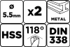 Csigafúró HSS, DIN338, 5.5mm, 2db, min. rendelés: 3cs