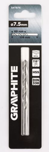 Csigafúró HSS, DIN338, 7.5mm, min. rendelés: 3db