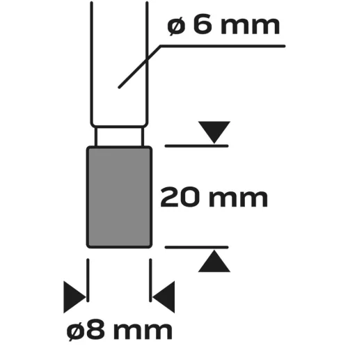Keményfém marófej, turbómaró, B, hengeres, frontélezéssel, 8x20mm, szár méret 6x45mm