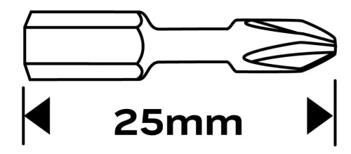 Torziós ütvecsavarozó bit PH2x25mm, 2db