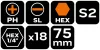 Csavarhúzó bitkészlet, 18db, bitek 75mm-18db
