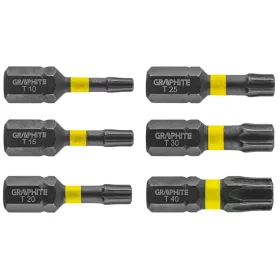   Torziós ütvecsavarozó bit Torx 10/15/20/25/30/40x25mm, 6db
