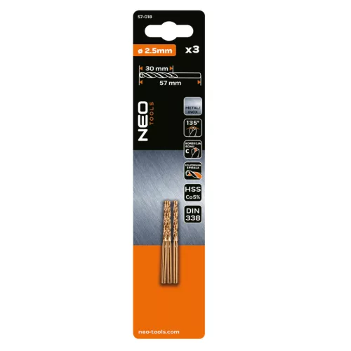 Csigafúró HSS-Cobalt 5% 2.5mm, 3db