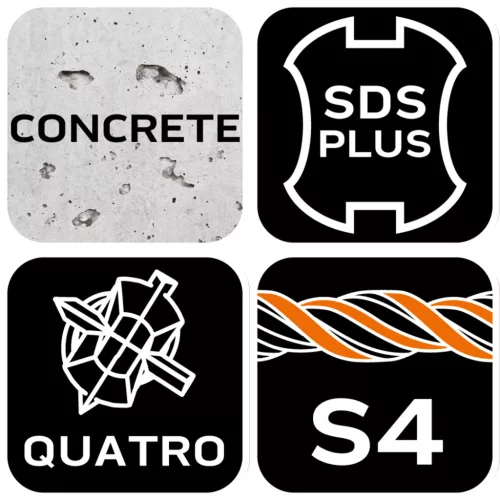 Betonfúró SDS PLUS 6x110mm, S4 type, 4 élű hegy