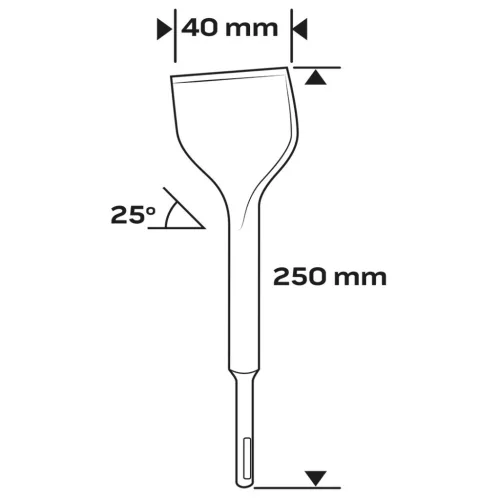 Lapátvéső SDS PLUS 40x250mm, 25 fokban hajlított