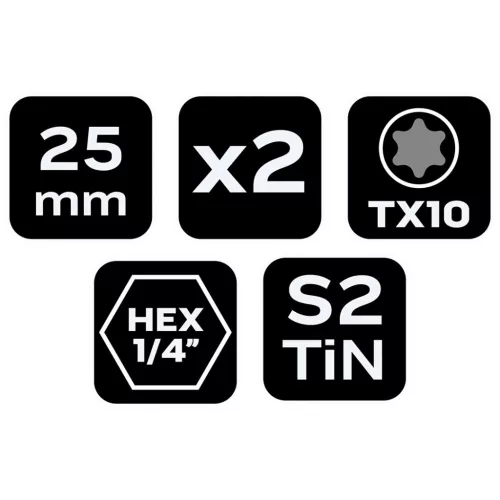 Csavarhúzó bit Torx 10, 25mm, 1/4", 2db, min. rendelés: 3cs