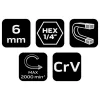 Csavarbehajtó, hatlapú, mágneses, 6mm, min. rendelés: 5db