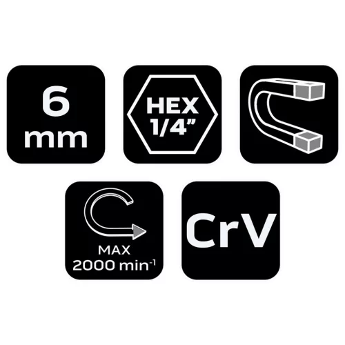 Csavarbehajtó, hatlapú, mágneses, 6mm, min. rendelés: 5db