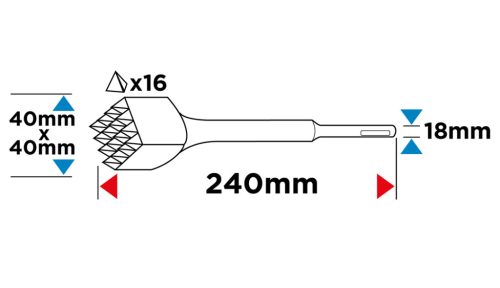 Stokkolófej, véső, SDS MAX 40x40mm, 16 stokkoló fog