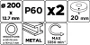 Köszörűkorong, 200x20/16/12.7x20mm, P60, 2db