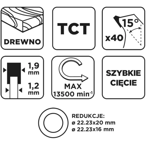 Körfűrészlap keményfém fogakkal, 115x22.2mm, 40fog