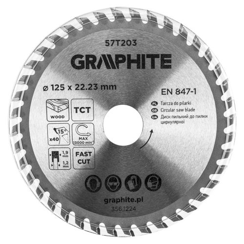 Körfűrészlap keményfém fogakkal, 125x22.2mm, 40fog