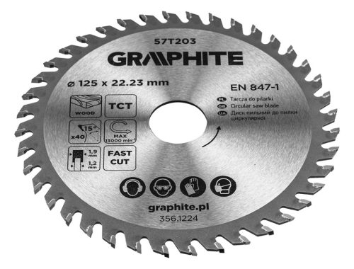 Körfűrészlap keményfém fogakkal, 125x22.2mm, 40fog