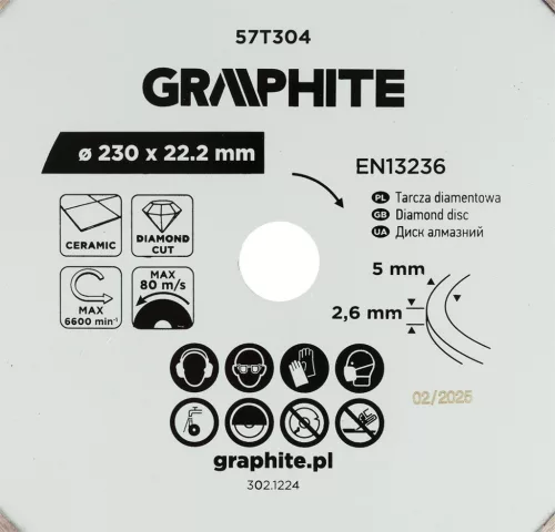 Gyémánt vágókorong 230x22.2mm, vizes